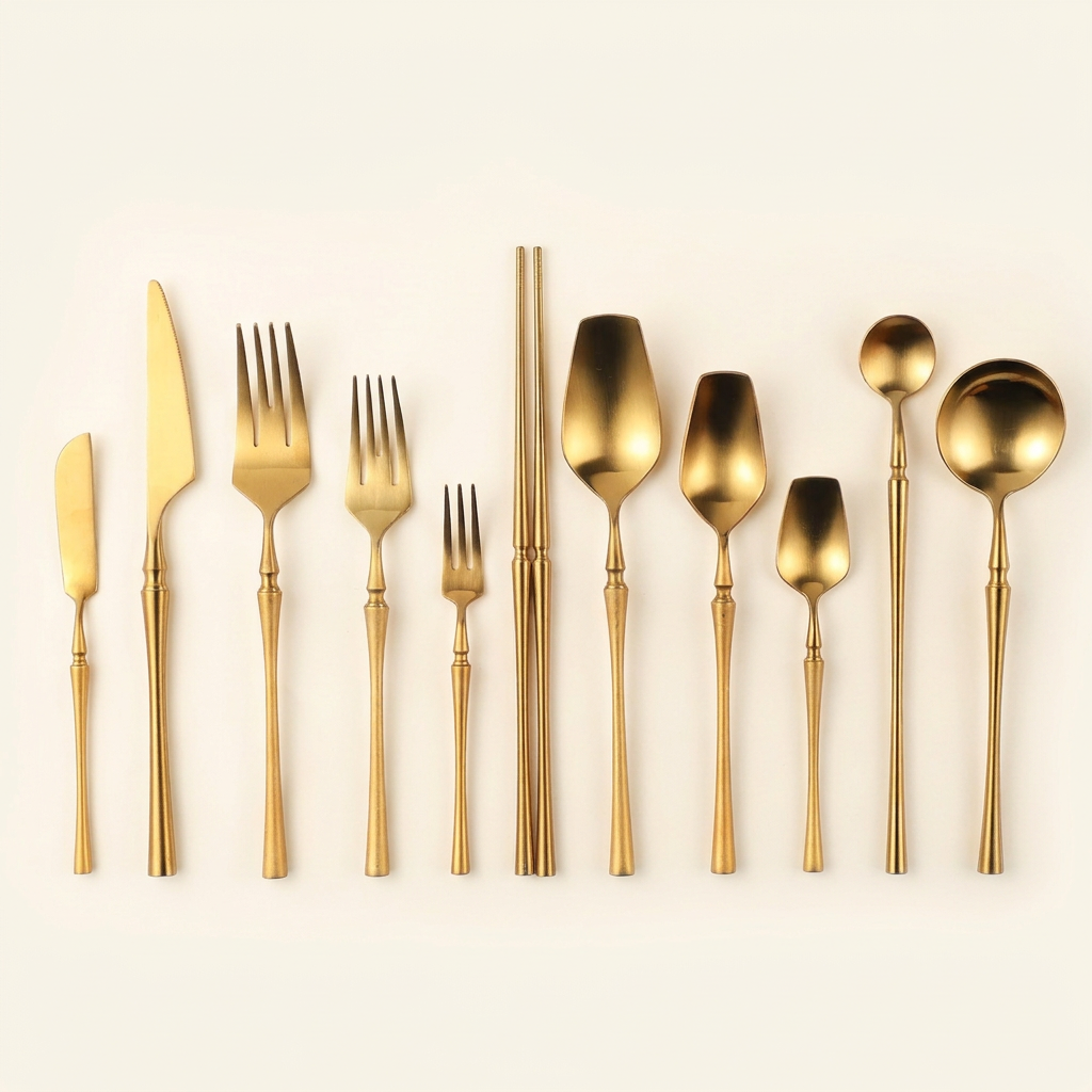 Aespa gold flatware with the latest cream background