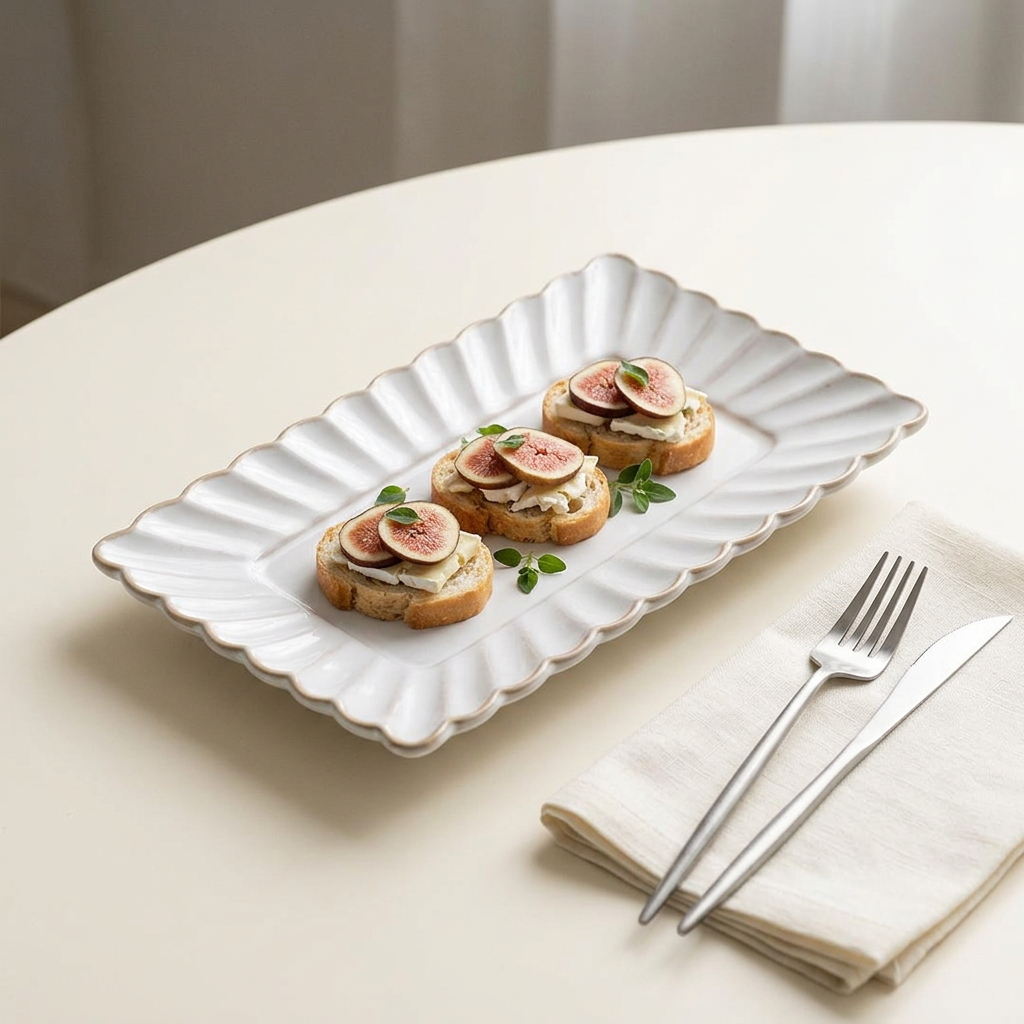 Aiko rectangular serving plate lifestyle close-up