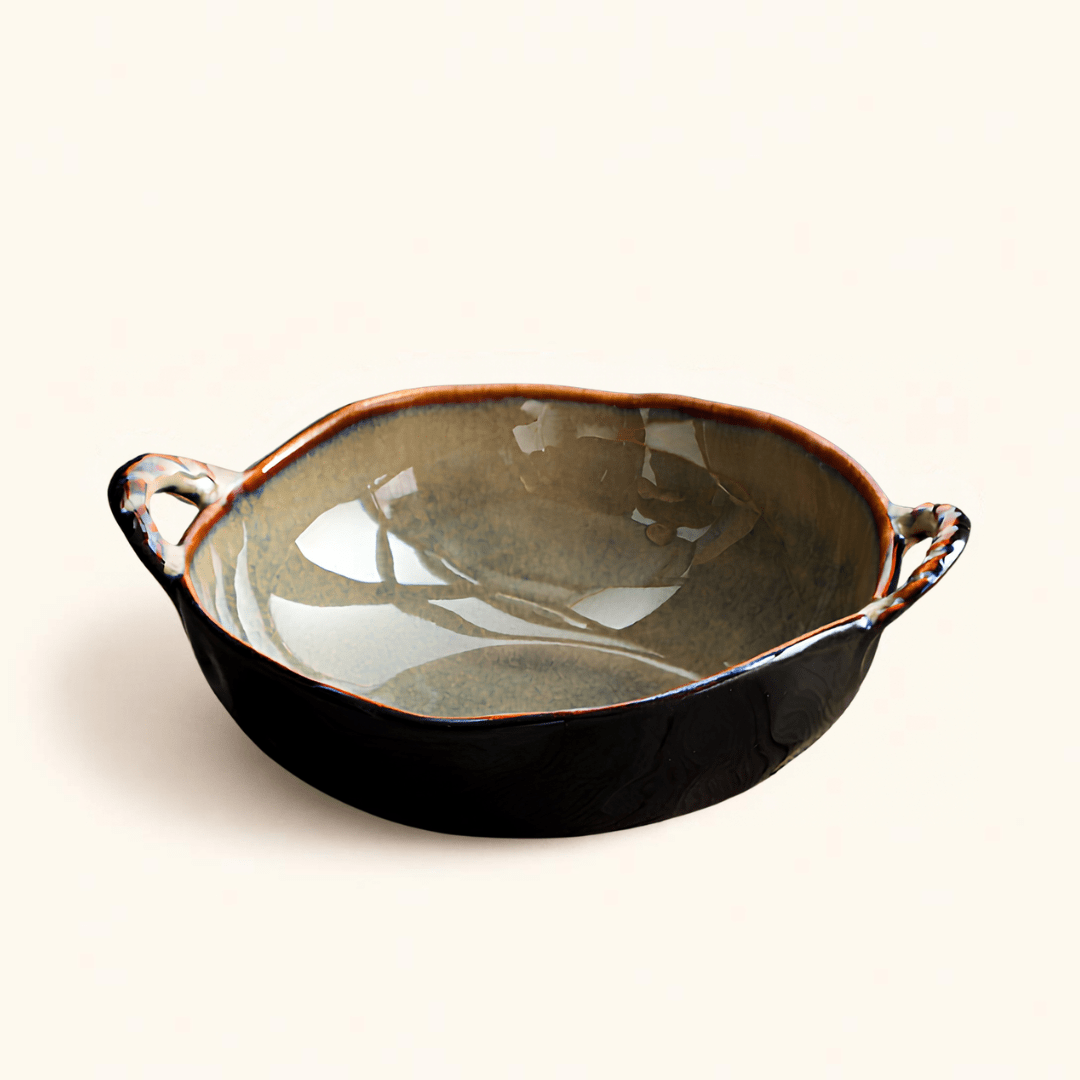 Aurora reactive glaze ceramic bowl in milk tea