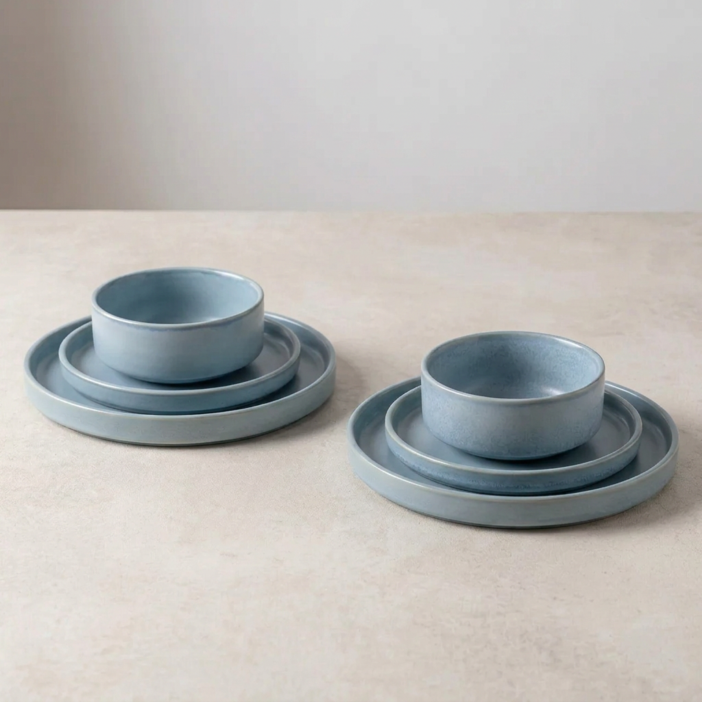 Blue six-piece dinnerware set for two