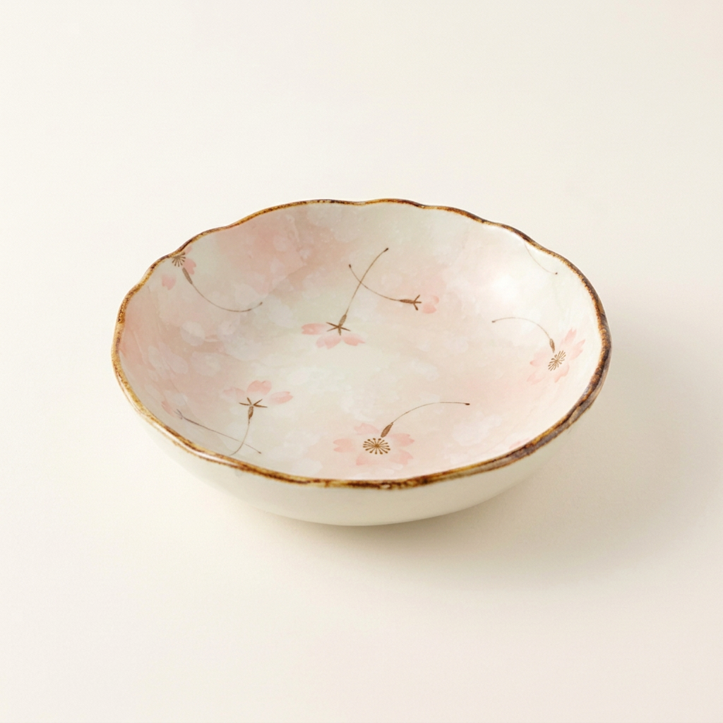 Blush floral Hikaru plate angled view