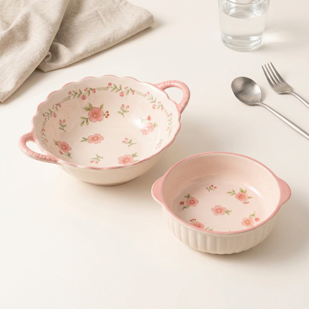 Both floral bowls in a styled table setting