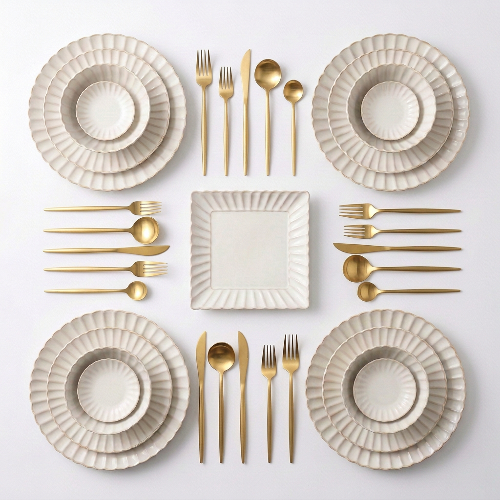 Gold flatware dinnerware bundle