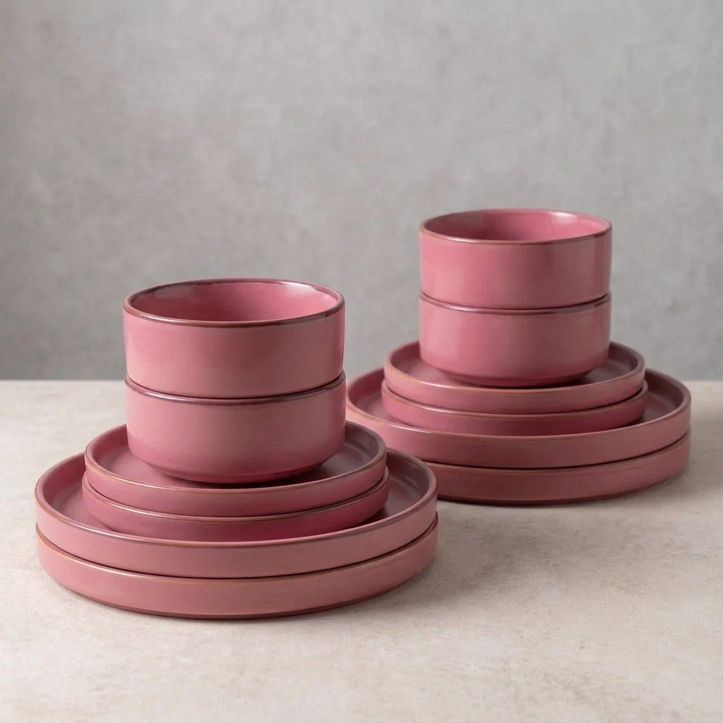 Rosewater stacked four-person set