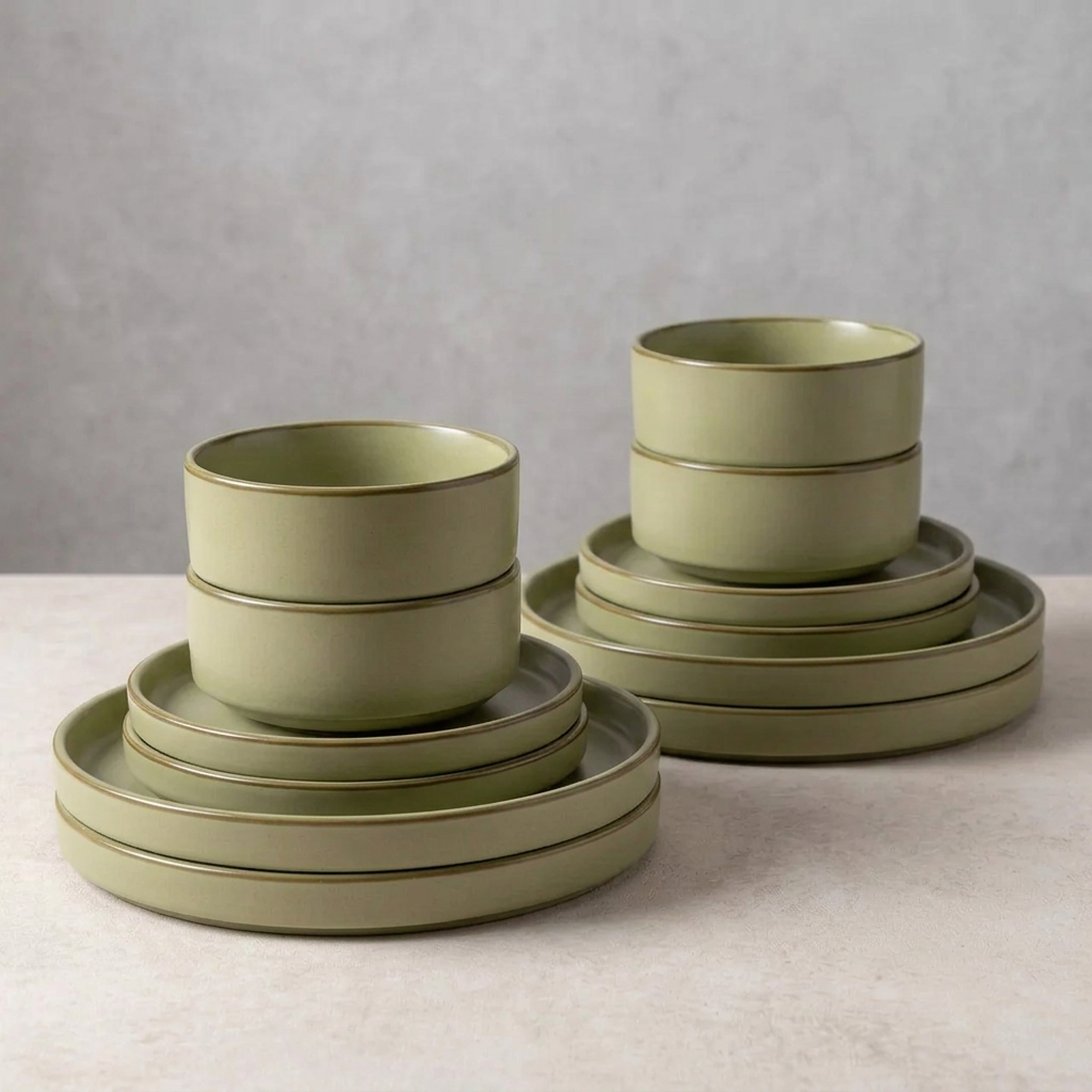 Stacked Matcha four-person set