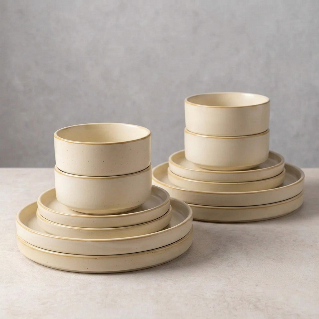 Uploaded stacked dinnerware recolored to Cream