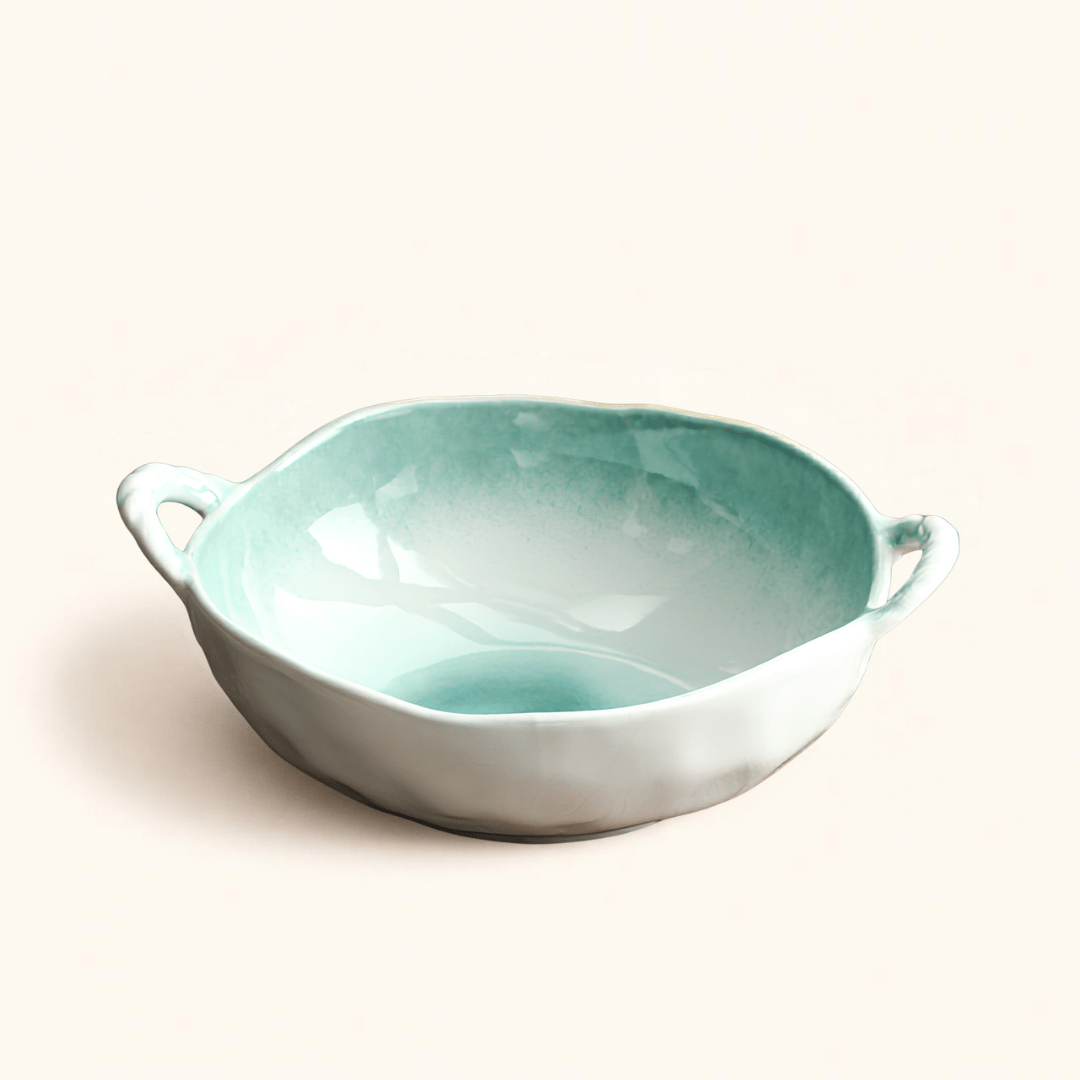 Aurora reactive glaze ceramic bowl in mint green