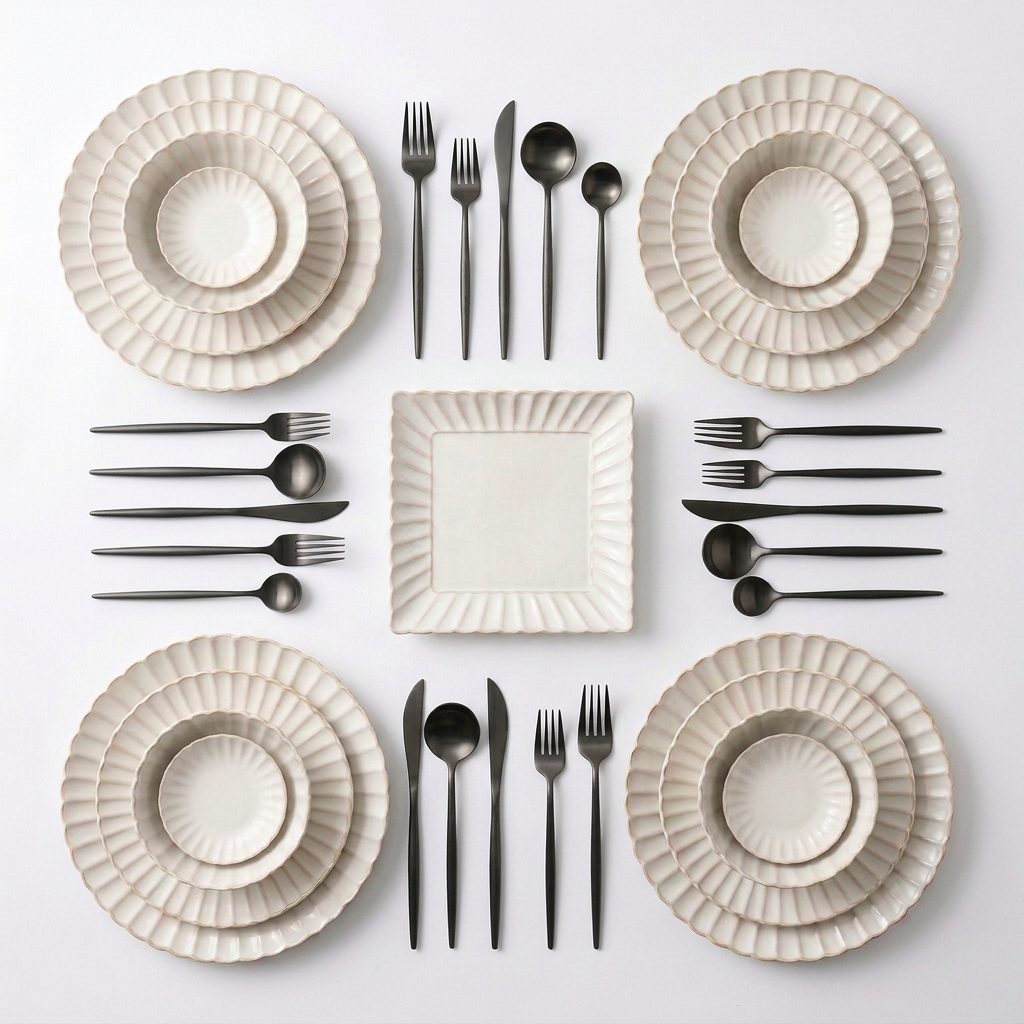 Black flatware dinnerware bundle