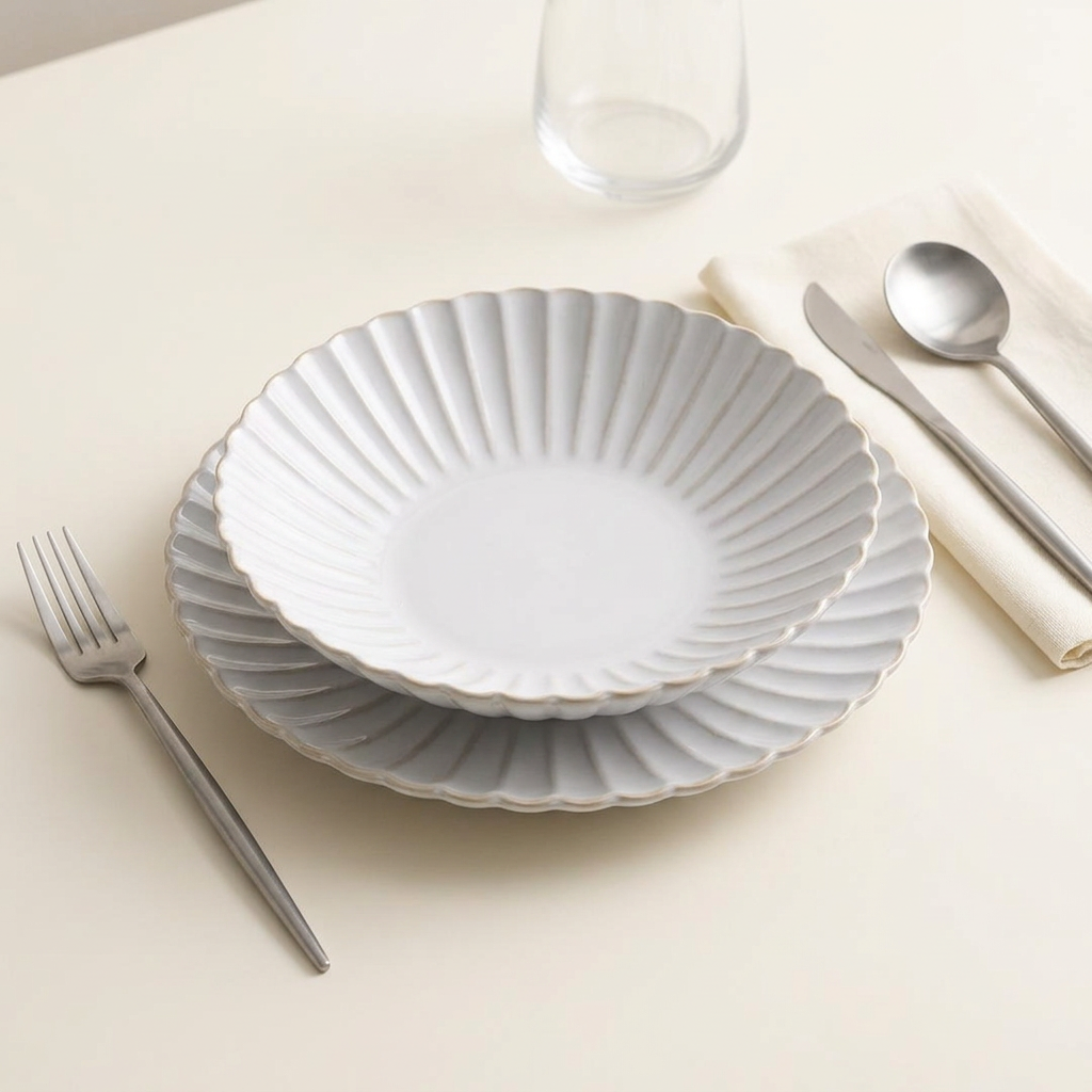 Reference-matched Aiko deep plate stacked on a flat plate